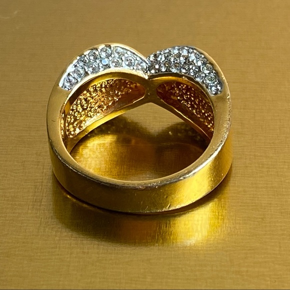 Infinity Criss-Criss Sparkling Crystals Gold Band Ring 9 - Picture 6 of 16
